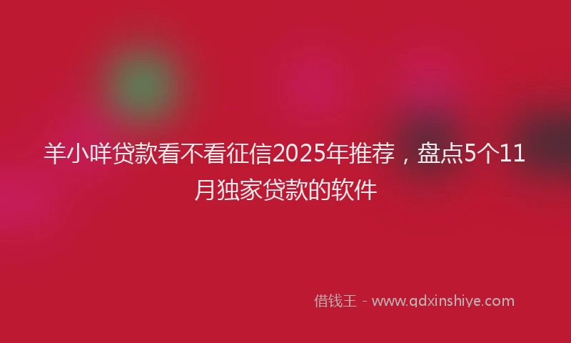 羊小咩贷款看不看征信2025年推荐，盘点5个11月独家贷款的软件