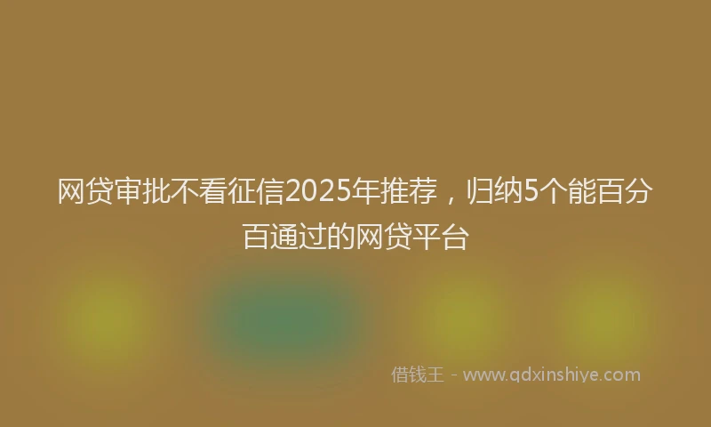 网贷审批不看征信2025年推荐，归纳5个能百分百通过的网贷平台