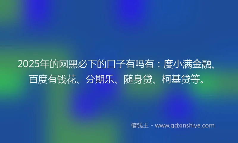 2025年的网黑必下的口子有吗有：度小满金融、百度有钱花、分期乐、随身贷、柯基贷等。