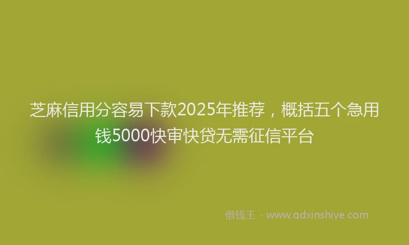 芝麻信用分容易下款2025年推荐，概括五个急用钱5000快审快贷无需征信平台