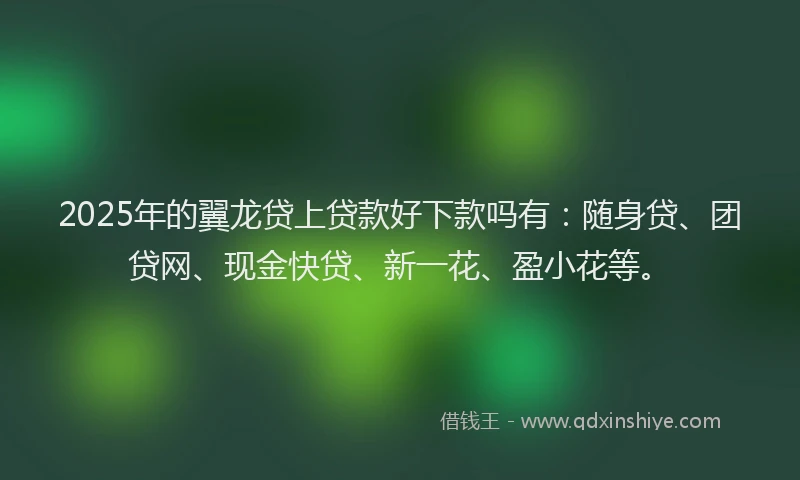 2025年的翼龙贷上贷款好下款吗有：随身贷、团贷网、现金快贷、新一花、盈小花等。