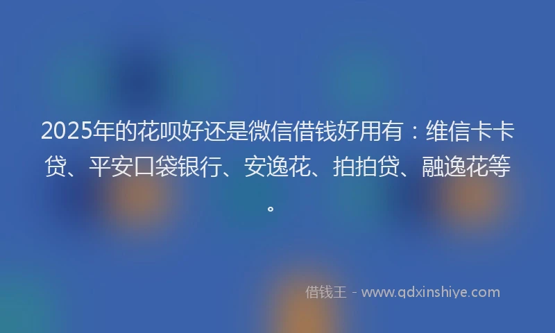 2025年的花呗好还是微信借钱好用有：维信卡卡贷、平安口袋银行、安逸花、拍拍贷、融逸花等。