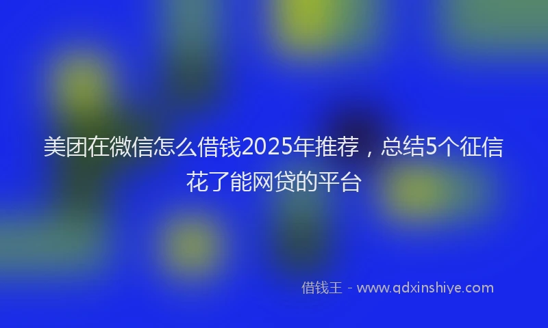 美团在微信怎么借钱2025年推荐，总结5个征信花了能网贷的平台