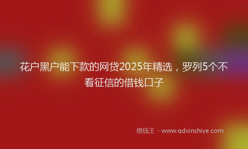 花户黑户能下款的网贷2025年精选，罗列5个不看征信的借钱口子