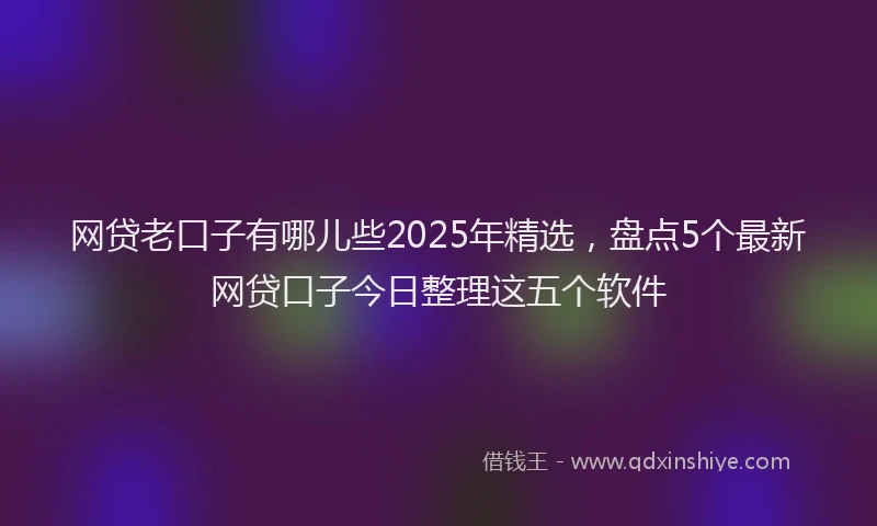 网贷老口子有哪儿些2025年精选，盘点5个最新网贷口子今日整理这五个软件