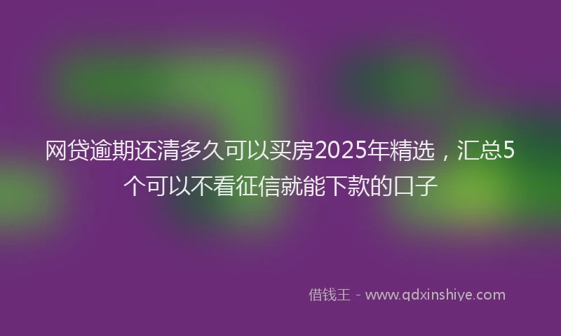网贷逾期还清多久可以买房2025年精选，汇总5个可以不看征信就能下款的口子