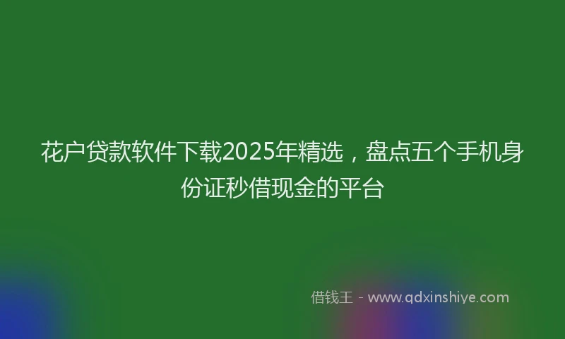 花户贷款软件下载2025年精选，盘点五个手机身份证秒借现金的平台