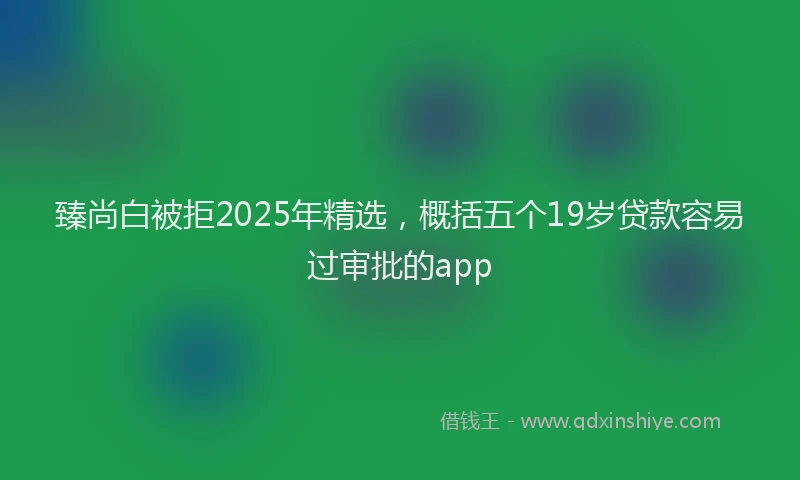 臻尚白被拒2025年精选，概括五个19岁贷款容易过审批的app