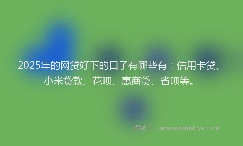 2025年的网贷好下的口子有哪些有：信用卡贷、小米贷款、花呗、惠商贷、省呗等。
