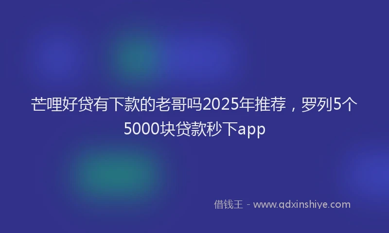 芒哩好贷有下款的老哥吗2025年推荐，罗列5个5000块贷款秒下app