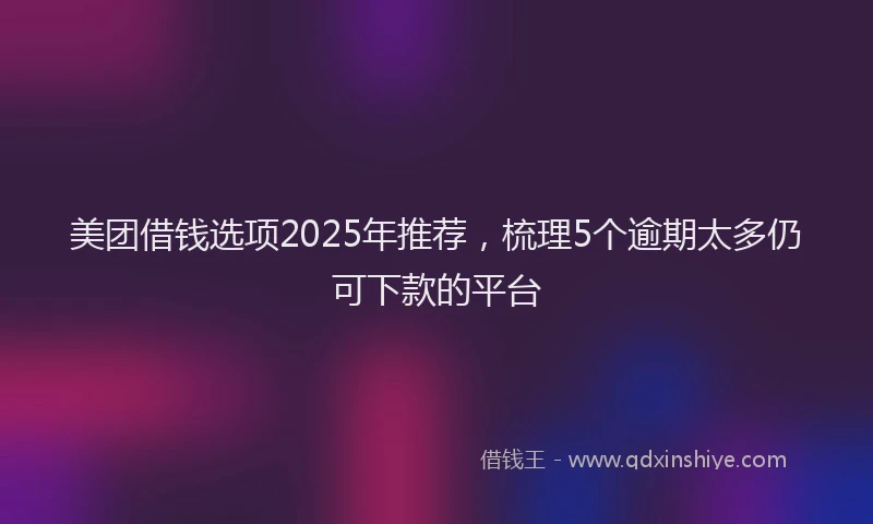 美团借钱选项2025年推荐，梳理5个逾期太多仍可下款的平台