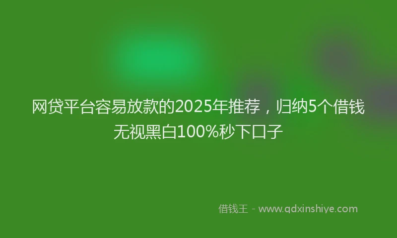 网贷平台容易放款的2025年推荐，归纳5个借钱无视黑白100%秒下口子