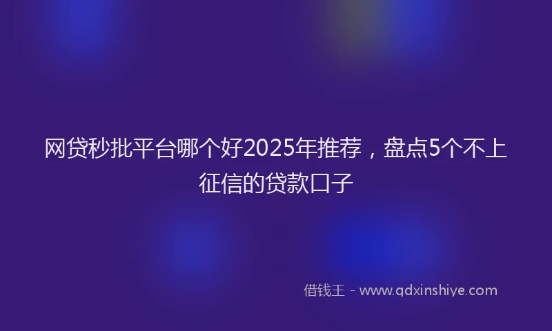 网贷秒批平台哪个好2025年推荐，盘点5个不上征信的贷款口子