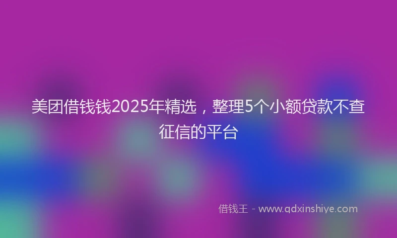 美团借钱钱2025年精选，整理5个小额贷款不查征信的平台