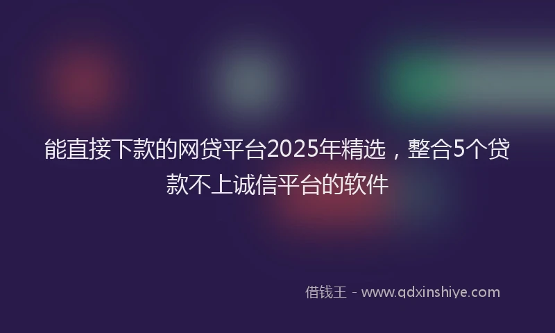 能直接下款的网贷平台2025年精选，整合5个贷款不上诚信平台的软件