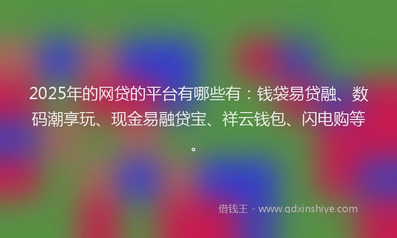 2025年的网贷的平台有哪些有：钱袋易贷融、数码潮享玩、现金易融贷宝、祥云钱包、闪电购等。