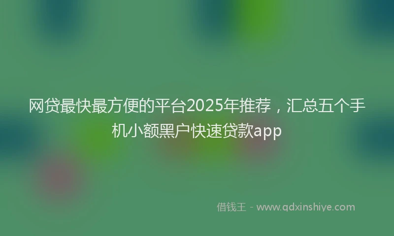 网贷最快最方便的平台2025年推荐，汇总五个手机小额黑户快速贷款app