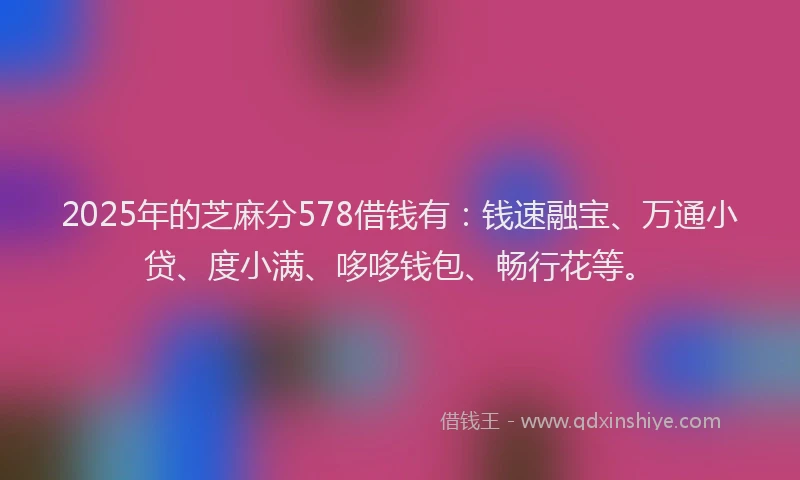 2025年的芝麻分578借钱有：钱速融宝、万通小贷、度小满、哆哆钱包、畅行花等。