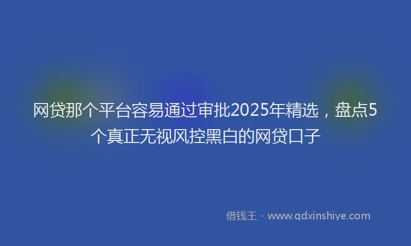 网贷那个平台容易通过审批2025年精选，盘点5个真正无视风控黑白的网贷口子