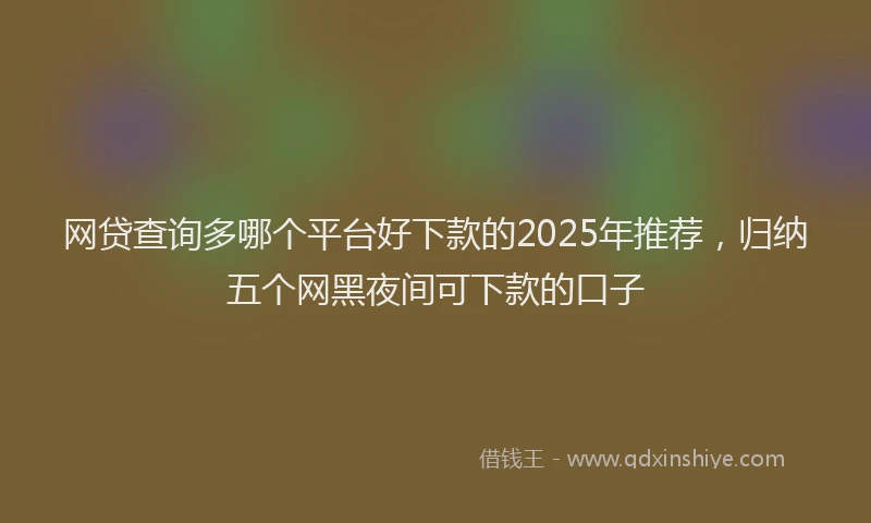 网贷查询多哪个平台好下款的2025年推荐，归纳五个网黑夜间可下款的口子