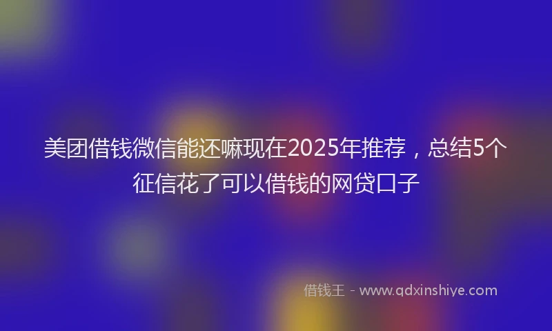 美团借钱微信能还嘛现在2025年推荐，总结5个征信花了可以借钱的网贷口子