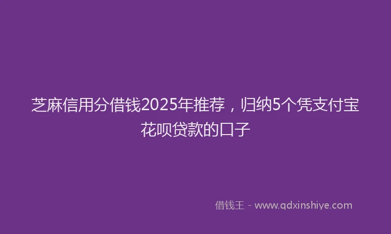 芝麻信用分借钱2025年推荐，归纳5个凭支付宝花呗贷款的口子