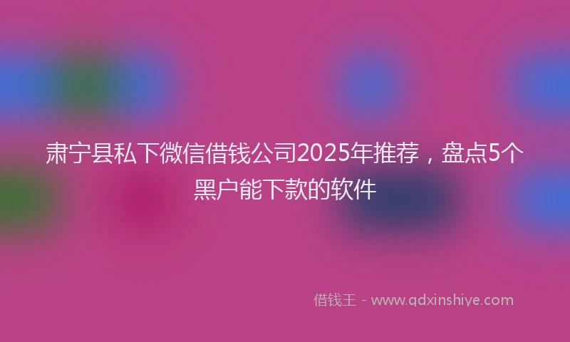 肃宁县私下微信借钱公司2025年推荐，盘点5个黑户能下款的软件