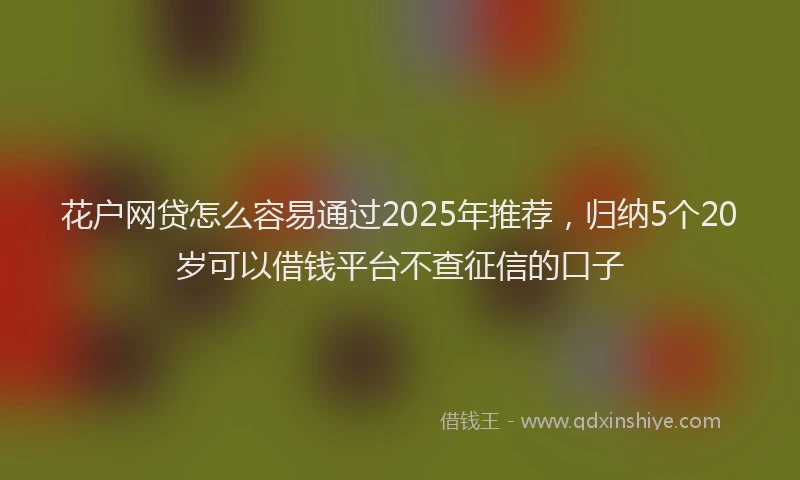 花户网贷怎么容易通过2025年推荐，归纳5个20岁可以借钱平台不查征信的口子