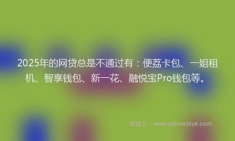 2025年的网贷总是不通过有：便荔卡包、一姐租机、智享钱包、新一花、融悦宝Pro钱包等。