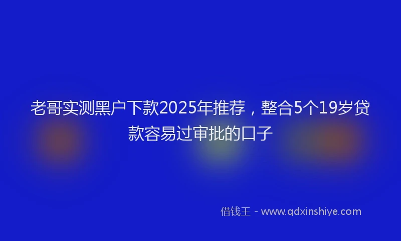 老哥实测黑户下款2025年推荐，整合5个19岁贷款容易过审批的口子