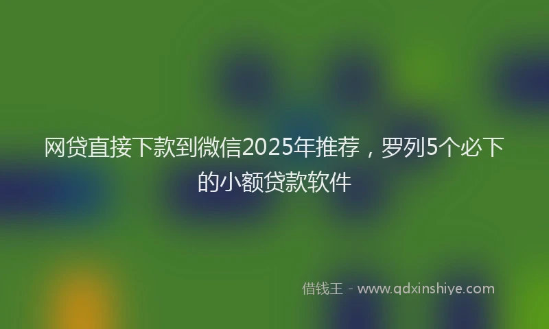 网贷直接下款到微信2025年推荐，罗列5个必下的小额贷款软件