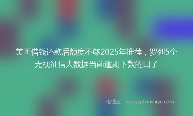 美团借钱还款后额度不够2025年推荐，罗列5个无视征信大数据当前逾期下款的口子