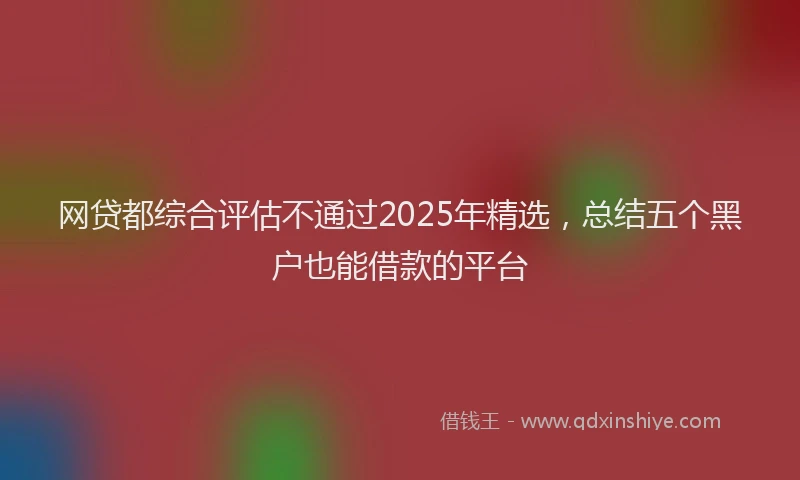 网贷都综合评估不通过2025年精选，总结五个黑户也能借款的平台
