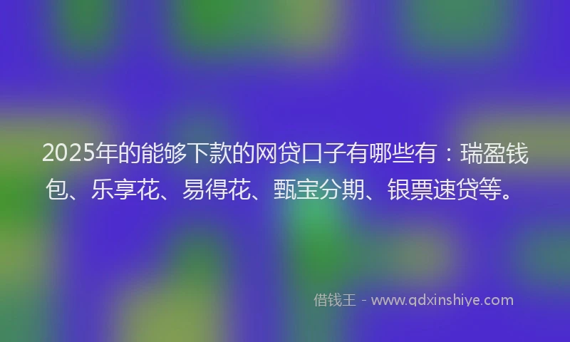 2025年的能够下款的网贷口子有哪些有：瑞盈钱包、乐享花、易得花、甄宝分期、银票速贷等。