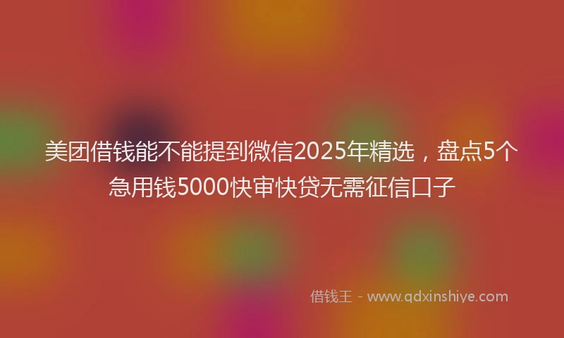美团借钱能不能提到微信2025年精选，盘点5个急用钱5000快审快贷无需征信口子