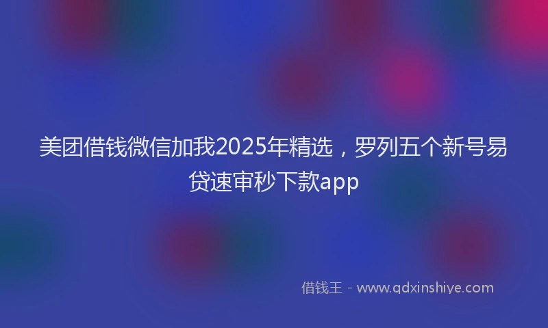 美团借钱微信加我2025年精选，罗列五个新号易贷速审秒下款app