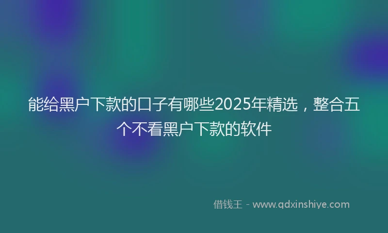 能给黑户下款的口子有哪些2025年精选，整合五个不看黑户下款的软件