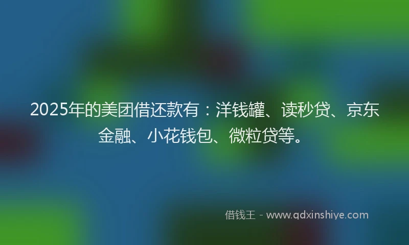 2025年的美团借还款有：洋钱罐、读秒贷、京东金融、小花钱包、微粒贷等。