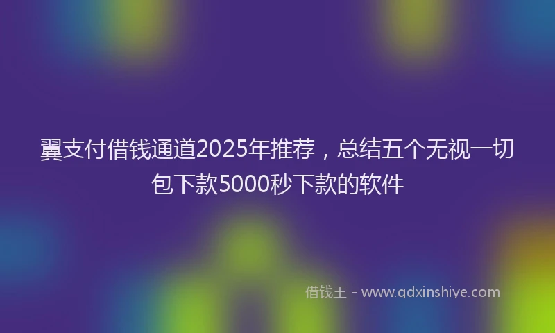 翼支付借钱通道2025年推荐，总结五个无视一切包下款5000秒下款的软件