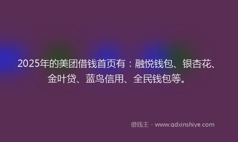 2025年的美团借钱首页有：融悦钱包、银杏花、金叶贷、蓝鸟信用、全民钱包等。