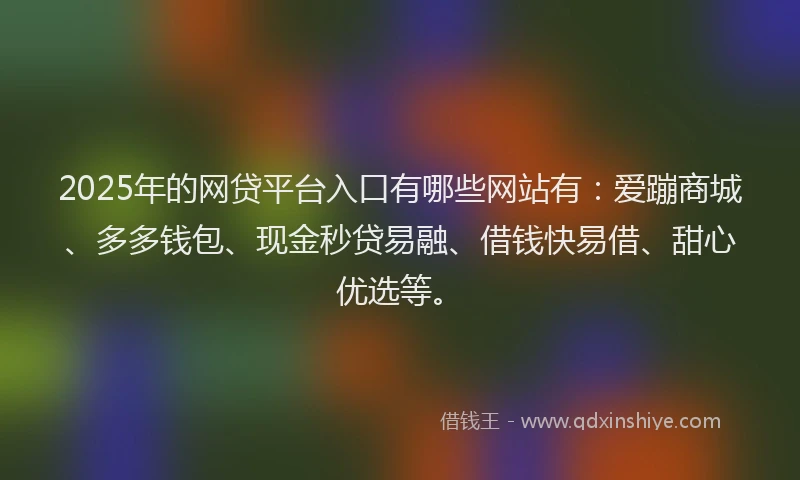 2025年的网贷平台入口有哪些网站有：爱蹦商城、多多钱包、现金秒贷易融、借钱快易借、甜心优选等。