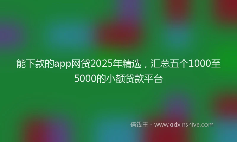 能下款的app网贷2025年精选，汇总五个1000至5000的小额贷款平台