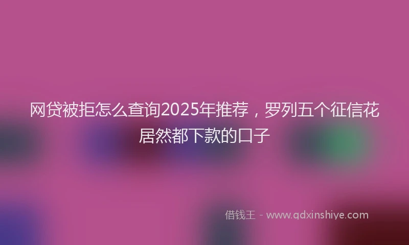 网贷被拒怎么查询2025年推荐，罗列五个征信花居然都下款的口子
