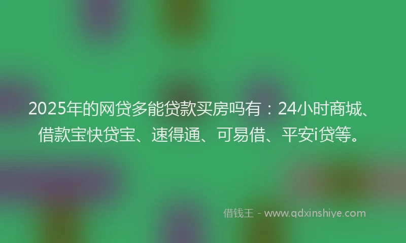2025年的网贷多能贷款买房吗有：24小时商城、借款宝快贷宝、速得通、可易借、平安i贷等。