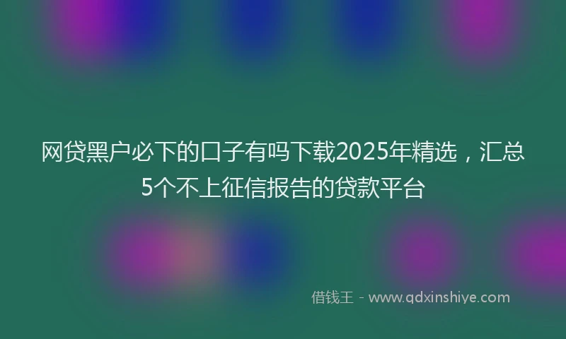 网贷黑户必下的口子有吗下载2025年精选，汇总5个不上征信报告的贷款平台