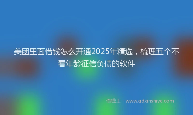 美团里面借钱怎么开通2025年精选，梳理五个不看年龄征信负债的软件