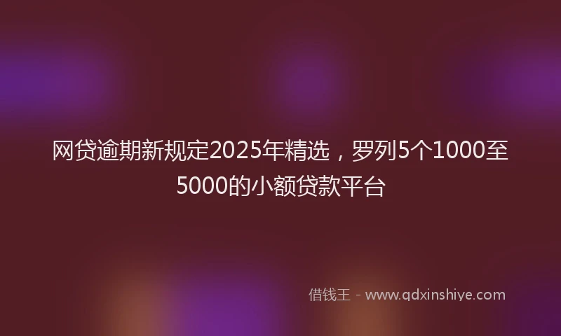 网贷逾期新规定2025年精选，罗列5个1000至5000的小额贷款平台
