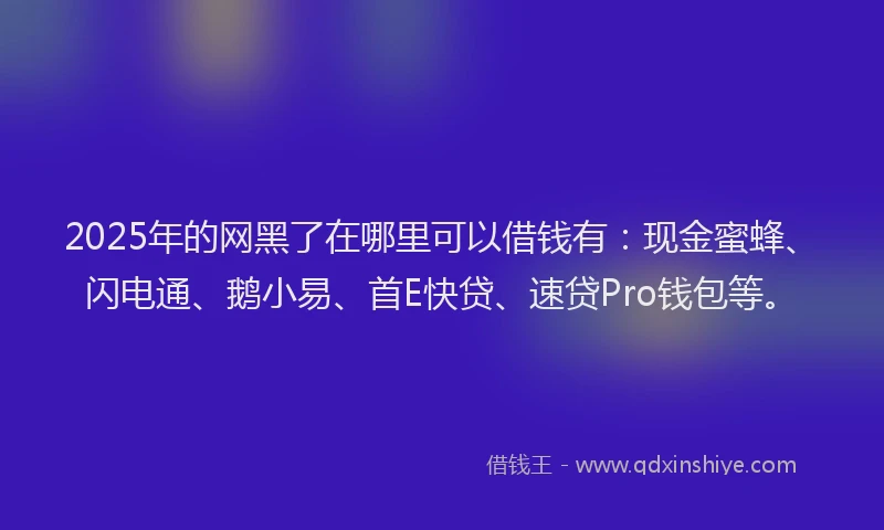 2025年的网黑了在哪里可以借钱有：现金蜜蜂、闪电通、鹅小易、首E快贷、速贷Pro钱包等。