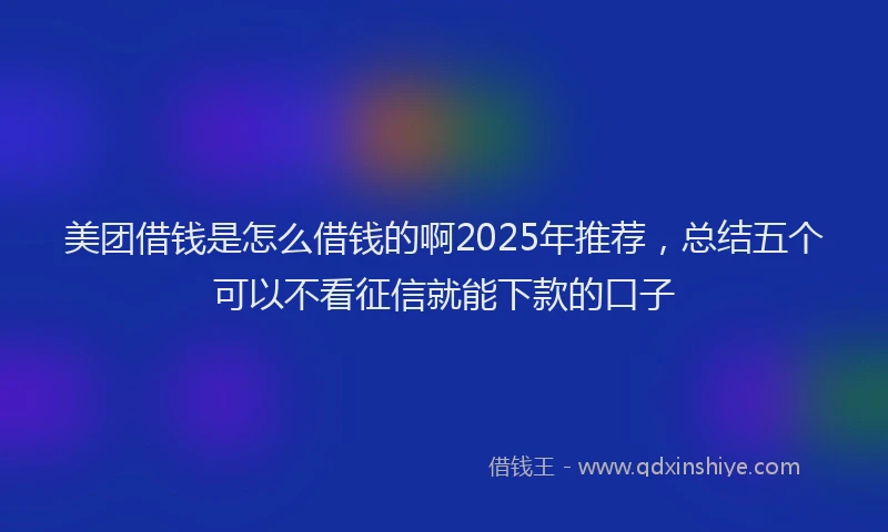 美团借钱是怎么借钱的啊2025年推荐，总结五个可以不看征信就能下款的口子