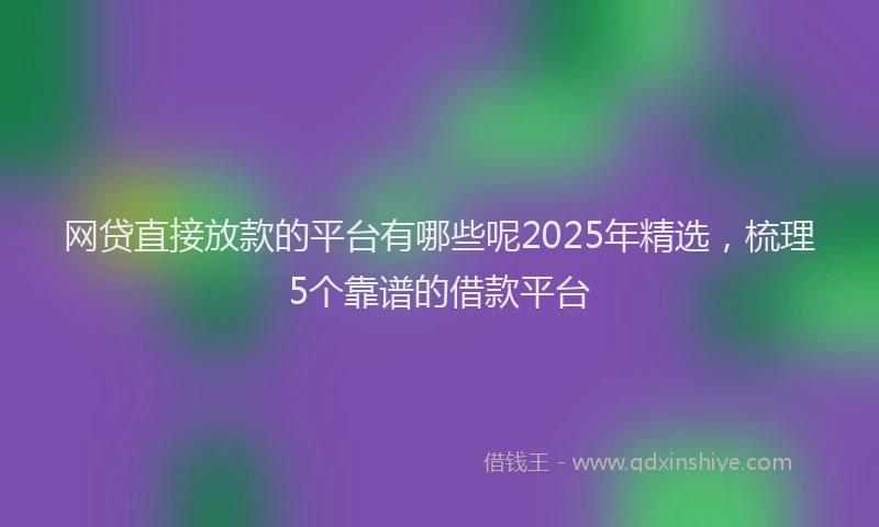网贷直接放款的平台有哪些呢2025年精选，梳理5个靠谱的借款平台